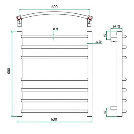Фото Полотенцесушитель ГРОТА ECOCALMA 63/60