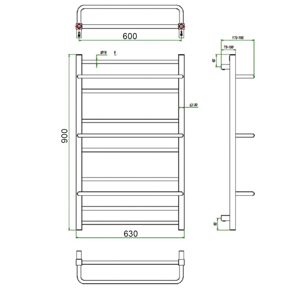 Фото Полотенцесушитель ГРОТА VISTA 63/90