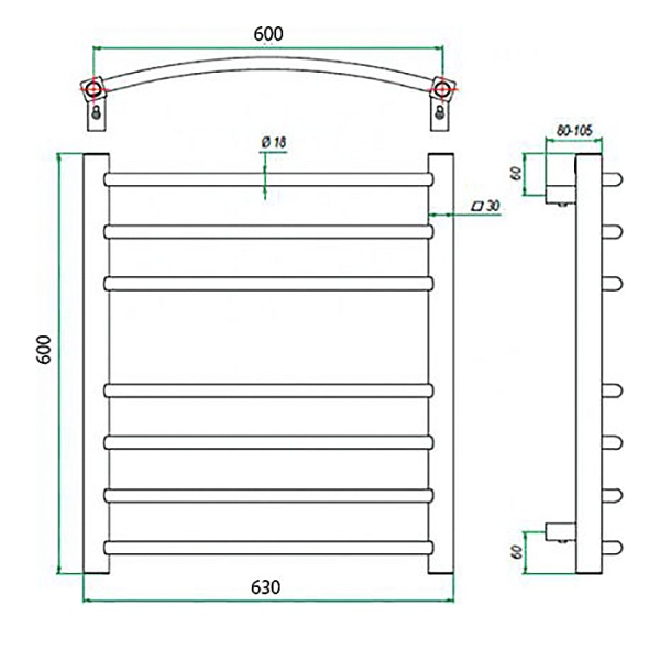 Фото Полотенцесушитель ГРОТА ECOCALMA 63/60