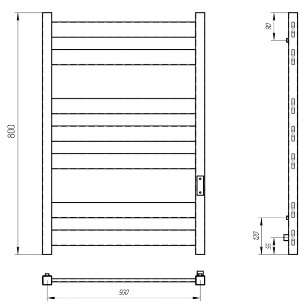 Полотенцесушитель с/т Laris Гефест ЧКЧ П7 500/800 правый тэн черный матовый 73207617 RU - фото и схемы подключения