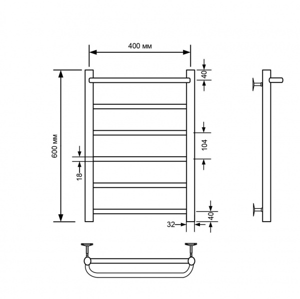 Фото Полотенцесушитель водяной Comfysan Капри (Capri) W-6 60/40 с полкой, белый