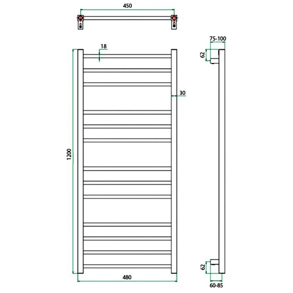 Фото Полотенцесушитель ГРОТА ECOCLASSIK 48/120*