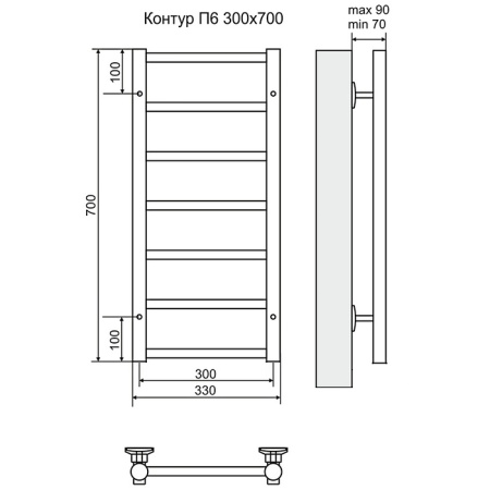 Фото Полотенцесушитель Terminus Стандарт Контур П6 300х700
