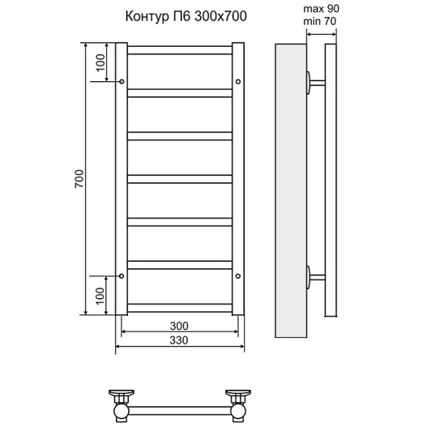Фото Полотенцесушитель Terminus Стандарт Контур П6 300х700