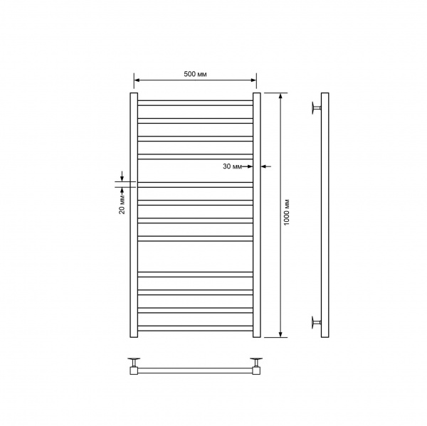 Фото Полотенцесушитель водяной Comfysan Пиоли-К (Pioli-K) W-10 100/50, черный
