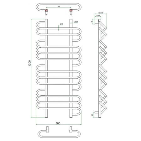 Фото Полотенцесушитель ГРОТА RIVOLO 50/120