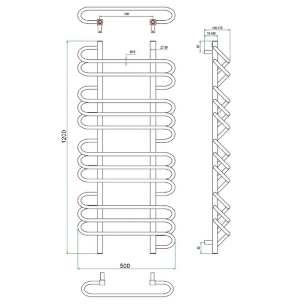 Фото Полотенцесушитель ГРОТА RIVOLO 50/120