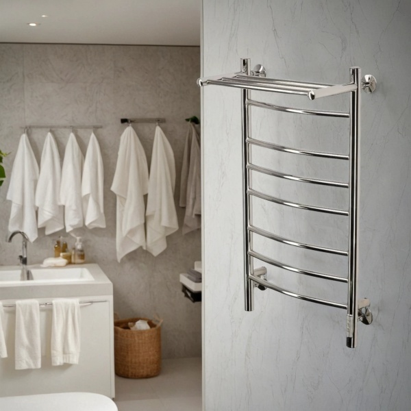 Полотенцесушитель электрический с/т Comfysan Ноуми (Noumi) EC-8 80/40 с полкой, хром - фото и схемы подключения