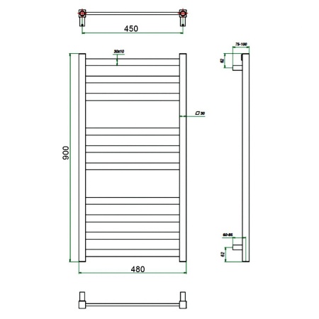 Фото Полотенцесушитель ГРОТА VENTO 48/90