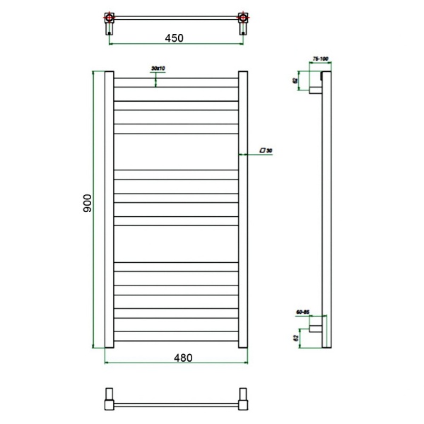 Фото Полотенцесушитель ГРОТА VENTO 48/90