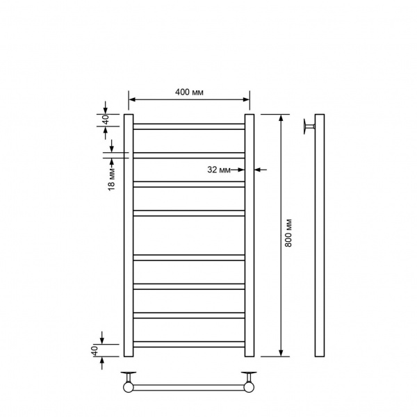 Фото Полотенцесушитель водяной Comfysan Ноуми (Noumi) W-8 80/40, черный