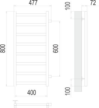 Фото Полотенцесушитель TERMINUS Эконом Аврора П8 400х800 бп600 NEW*