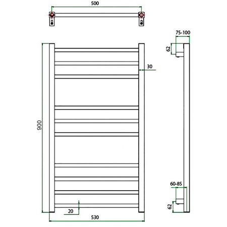 Фото Полотенцесушитель ГРОТА ESTRO 53/90