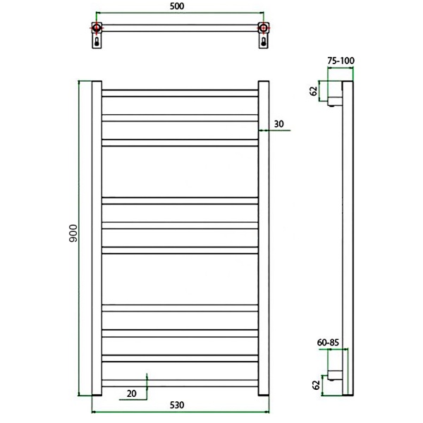 Фото Полотенцесушитель ГРОТА ESTRO 53/90