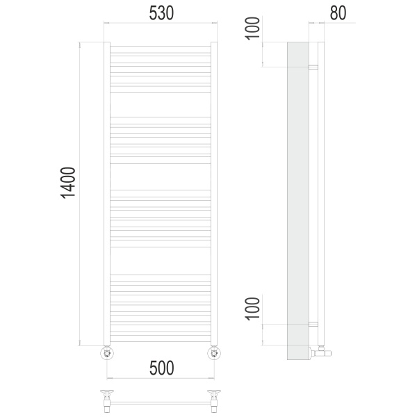 Фото Полотенцесушитель TERMINUS Люкс Тоскана П23 500х1400 NEW