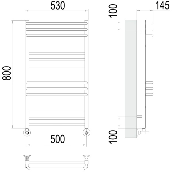 Фото Полотенцесушитель TERMINUS Люкс Соренто П12 500х800 NEW