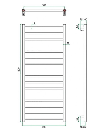 Фото Полотенцесушитель ГРОТА ECOCLASSIK 53/120