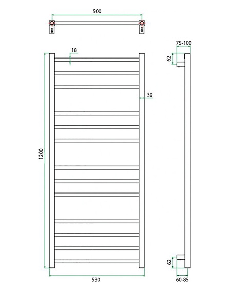 Фото Полотенцесушитель ГРОТА ECOCLASSIK 53/120