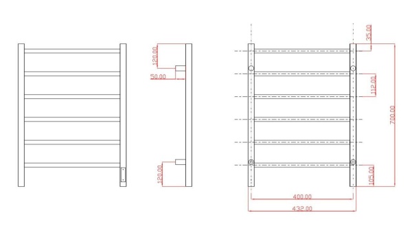 Полотенцесушитель электрический с/т Comfysan Мэджик-К (Magico-K) EC-6 70/40, оружейная сталь, гальва выбрать и сравнить в шоуруме или в онлайн магазине