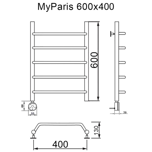 Полотенцесушитель электрический MYFREA My Paris 60/40 левый тэн - фото и схемы подключения