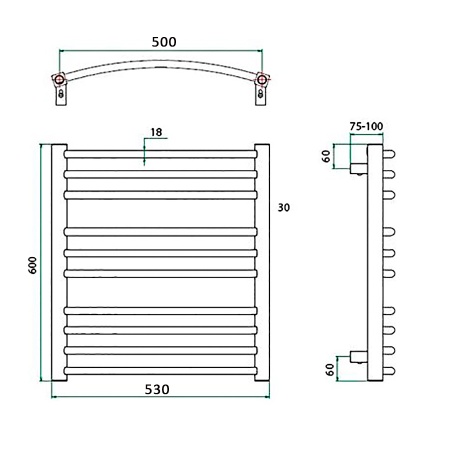 Фото Полотенцесушитель ГРОТА CALMA 53/60