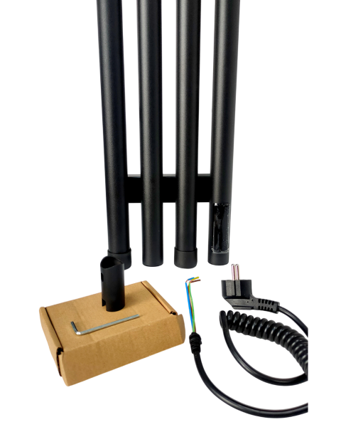 Полотенцесушитель электрический с/т Comfysan Альто (Alto) EC-4 150/18, черный матовый, гальваника - фото и схемы подключения