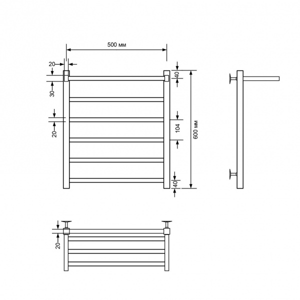 Фото Полотенцесушитель водяной Comfysan Мартэ-К (Marte-K) W-6 60/50 с полкой, белый