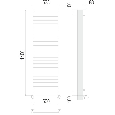 Фото Полотенцесушитель TERMINUS Люкс Альба П22 500х1400 NEW