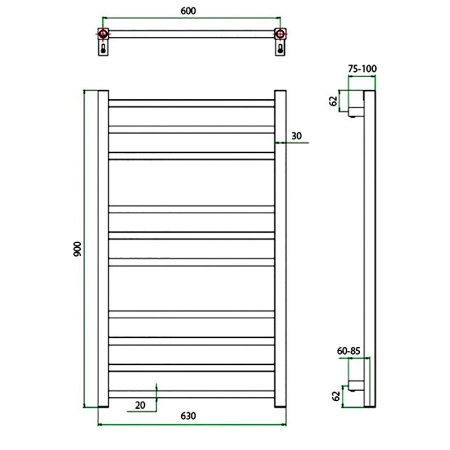 Фото Полотенцесушитель ГРОТА ESTRO 63/90
