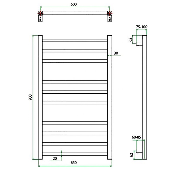 Фото Полотенцесушитель ГРОТА ESTRO 63/90