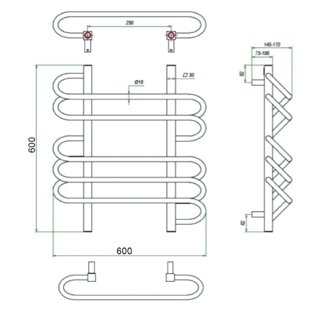 Фото Полотенцесушитель ГРОТА RIVOLO 50/60