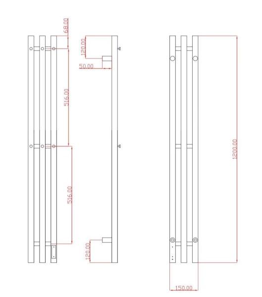 Полотенцесушитель электрический с/т Comfysan Альто (Alto) EC-3 120/12, брашированная медь, гальваник - фото и схемы подключения