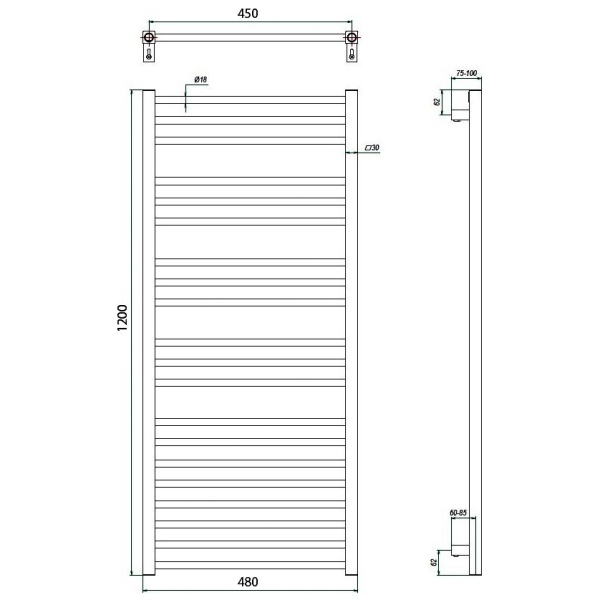 Фото Полотенцесушитель ГРОТА CLASSIC 48/120