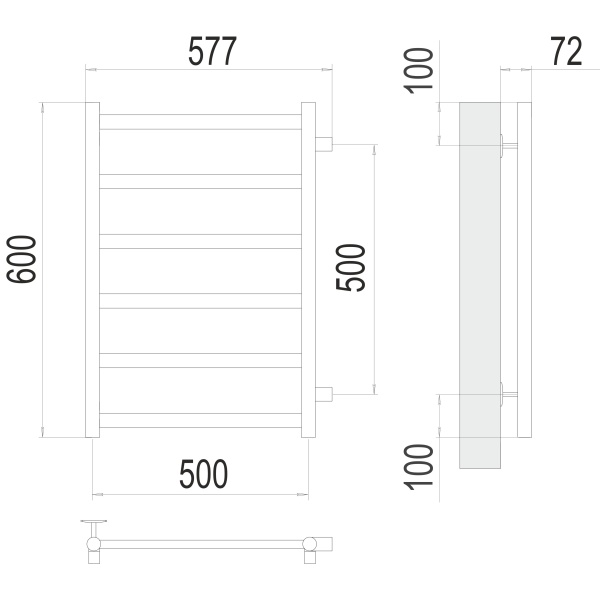 Фото Полотенцесушитель TERMINUS Эконом Аврора П6 500х600 бп500 NEW