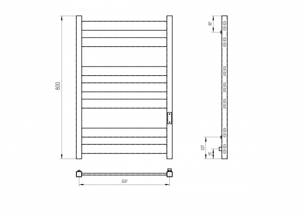 Полотенцесушитель с/т Laris Гефест ЧК П7 500/800 правый тэн белый матовый 73207615 RU - фото и схемы подключения