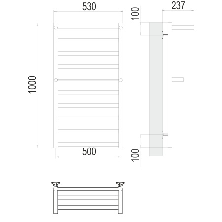 Фото Полотенцесушитель TERMINUS Стандарт Хендрикс П10 500х1000 NEW