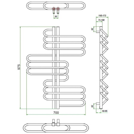 Фото Полотенцесушитель ГРОТА RIO 70/97,5