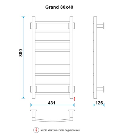 Полотенцесушитель Электрич. Energy GRAND 800/400 64W - фото и схемы подключения