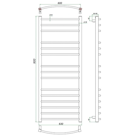Фото Полотенцесушитель ГРОТА CALMA 63/120(-)