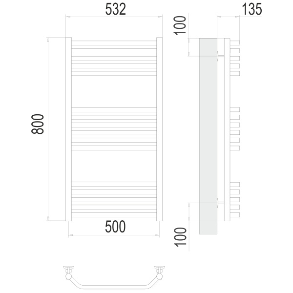 Фото Полотенцесушитель TERMINUS Стандарт Виктория П16 500х800 NEW