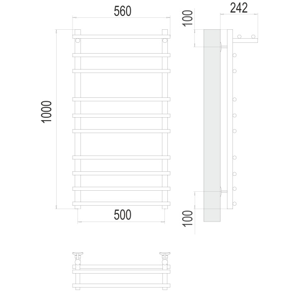 Фото Полотенцесушитель TERMINUS Стандарт Ватра с/п П10 500х1000 NEW