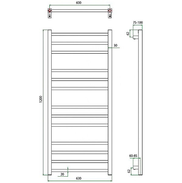 Фото Полотенцесушитель ГРОТА ESTRO 63/120