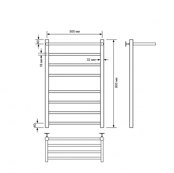 Фото Полотенцесушитель водяной Comfysan Люси (Luce) W-8 80/50 с полкой, черный