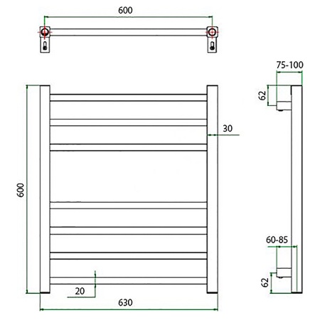 Фото Полотенцесушитель ГРОТА ESTRO 63/60