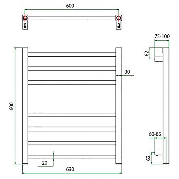 Фото Полотенцесушитель ГРОТА ESTRO 63/60