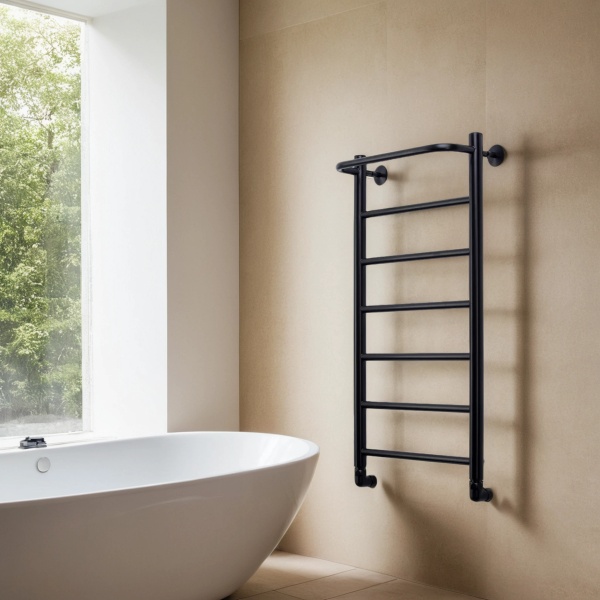 Фото Полотенцесушитель водяной Comfysan Капри (Capri) W-8 80/40 с полкой, черный