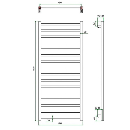 Фото Полотенцесушитель ГРОТА ESTRO 48/120