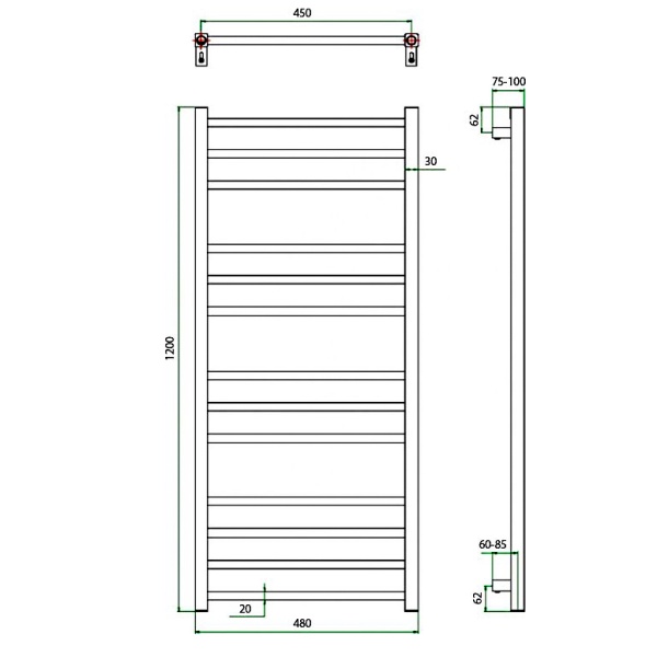 Фото Полотенцесушитель ГРОТА ESTRO 48/120