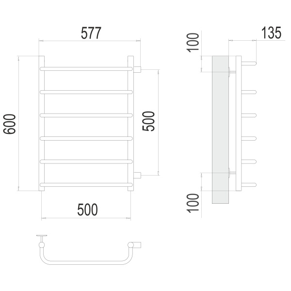 Фото Полотенцесушитель TERMINUS Эконом Стандарт П6 500х600 бп500 NEW