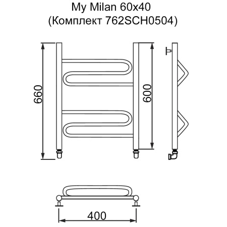Полотенцесушитель MYFREA My Milan 60/40 (Комплект 762SCH0504)